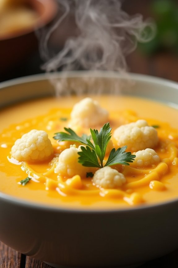 creamy cheesy cauliflower soup