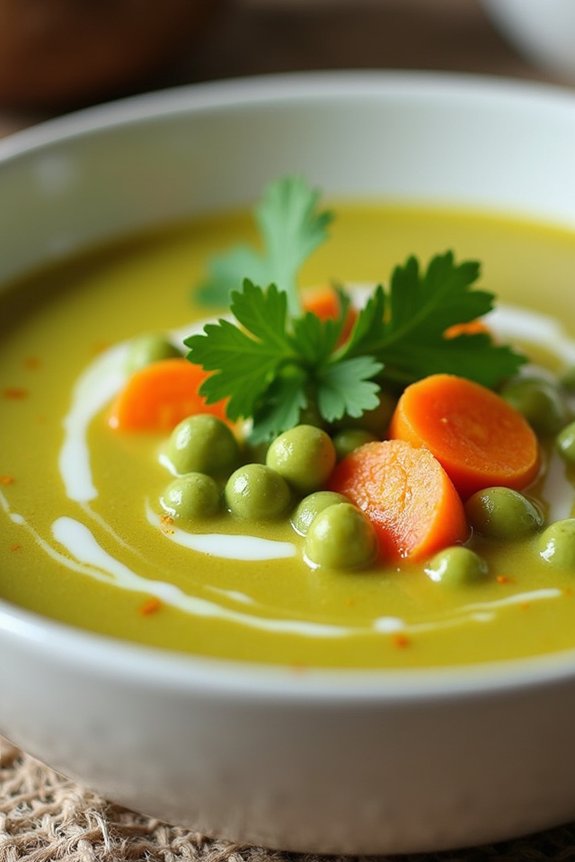 creamy coconut split pea soup