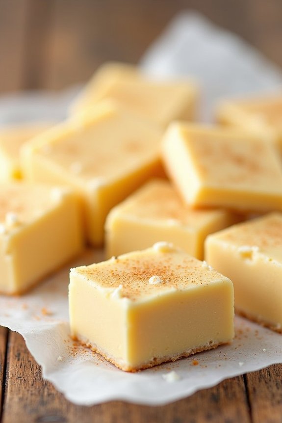 creamy holiday eggnog fudge