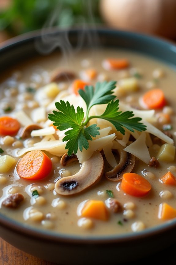 creamy mushroom barley soup