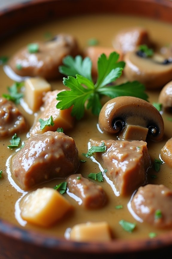 creamy mushroom beef stew