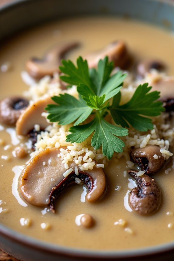 creamy mushroom rice soup