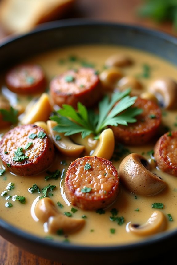 creamy sausage mushroom stew