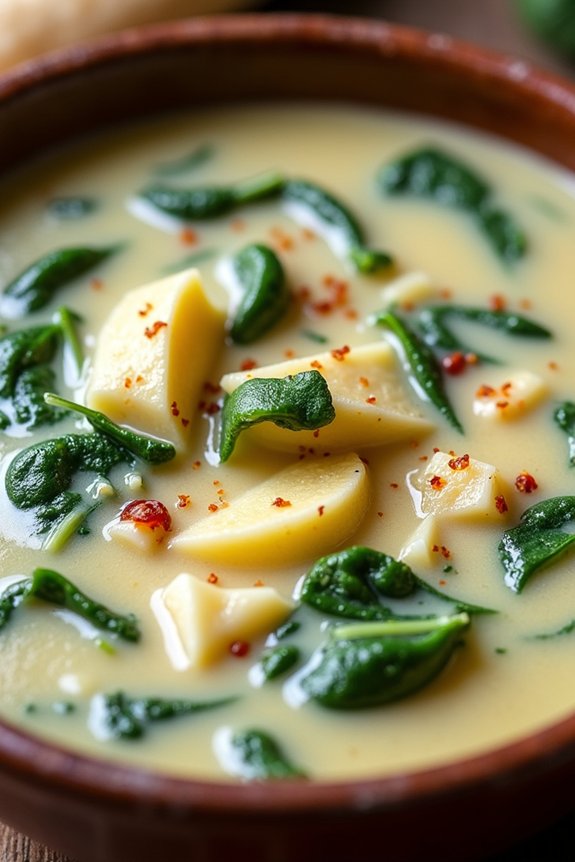 creamy spinach artichoke soup