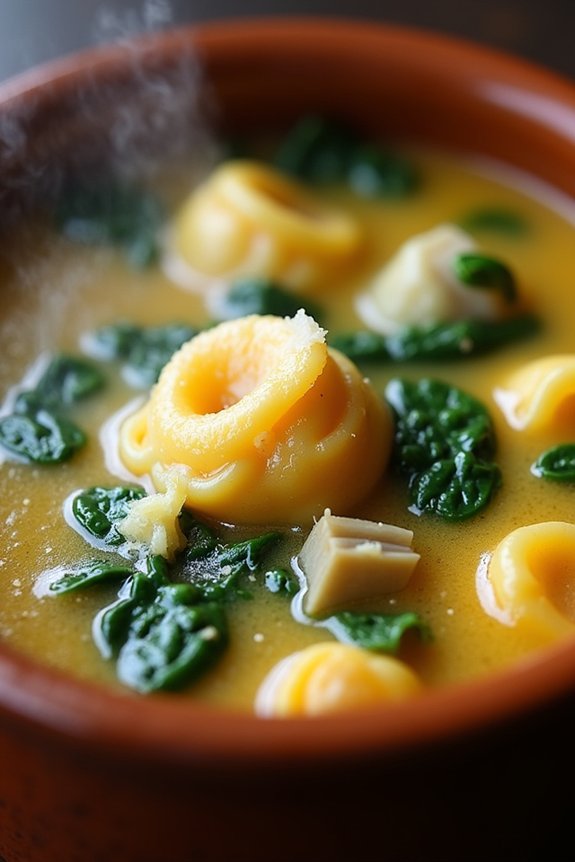 creamy spinach artichoke tortellini soup