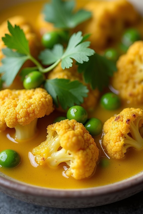 curried cauliflower and peas