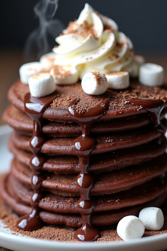 decadent hot chocolate pancakes