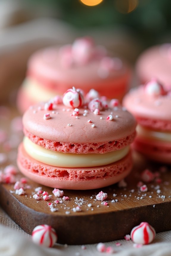 delicate festive peppermint macarons