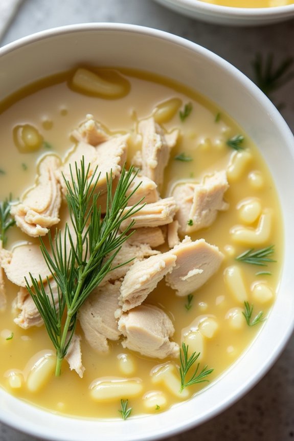 dill infused lemon chicken soup