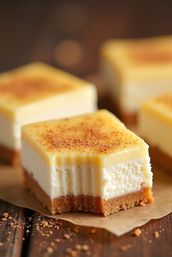 eggnog cheesecake holiday bars