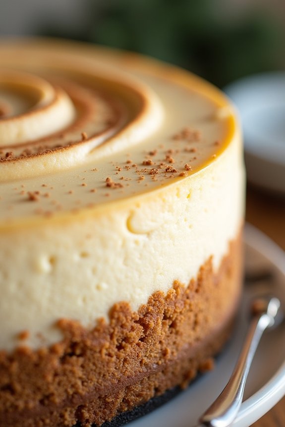 eggnog cheesecake with gingersnap crust