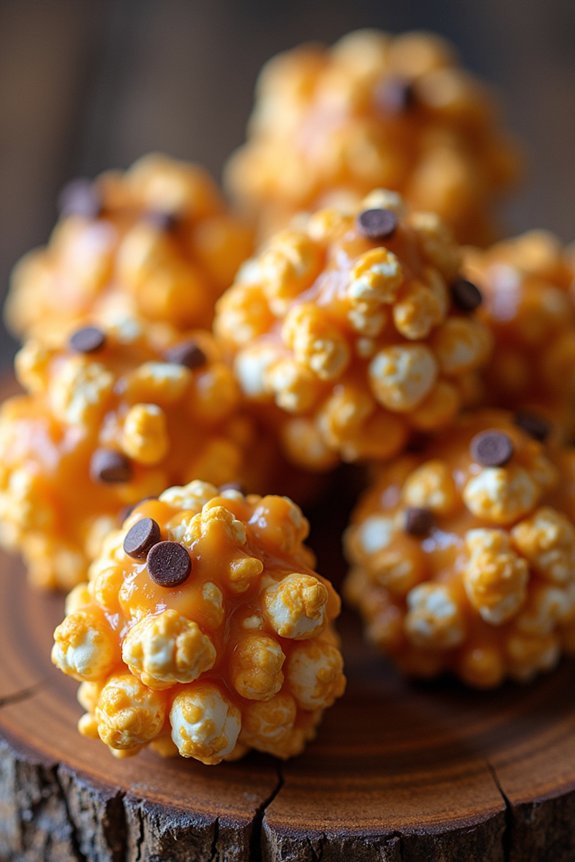 festive caramel popcorn balls