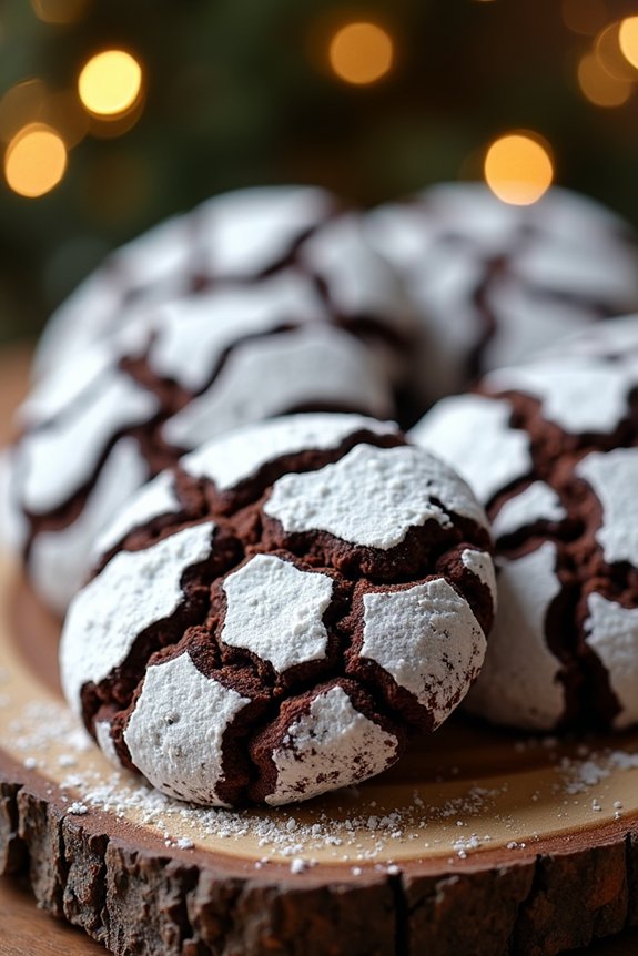 festive chocolate crinkle cookies