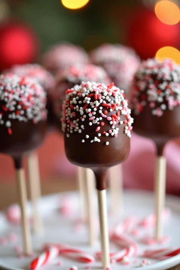 festive chocolate marshmallow pops
