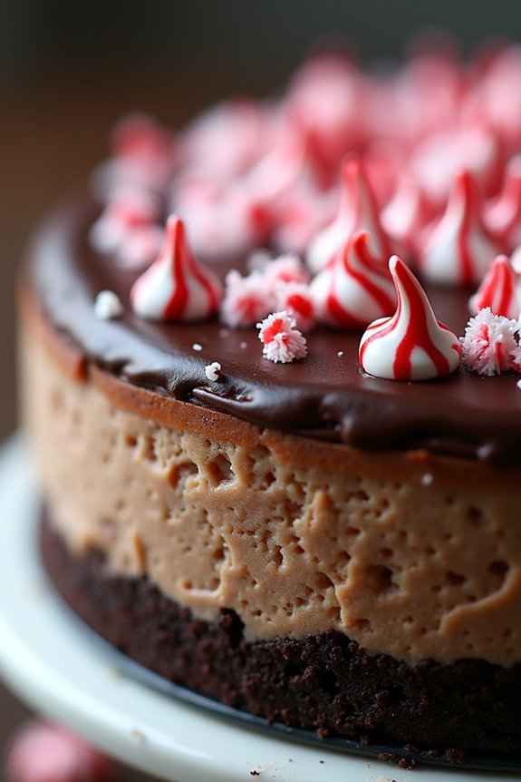 festive chocolate peppermint cheesecake