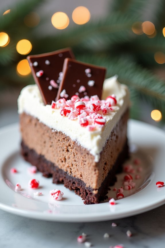 festive chocolate peppermint cheesecake