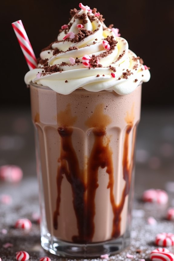festive chocolate peppermint shake