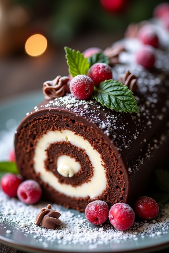 festive chocolate sponge log