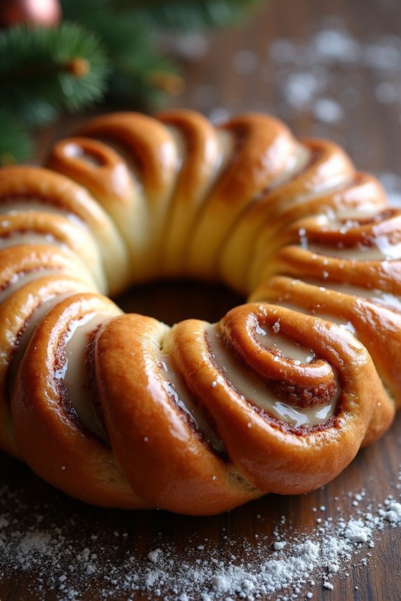 festive cinnamon roll wreath