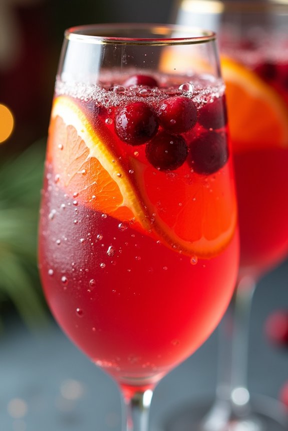 festive cranberry mimosa cocktail