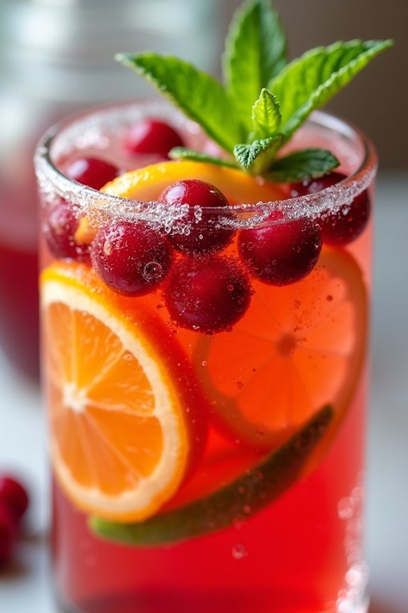 festive cranberry mint sangria