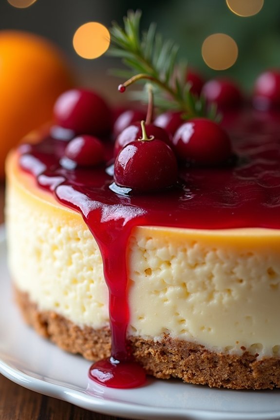 festive cranberry orange cheesecake