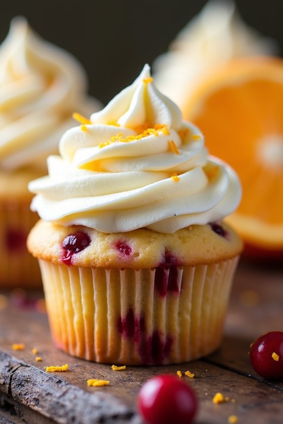 festive cranberry orange cupcakes