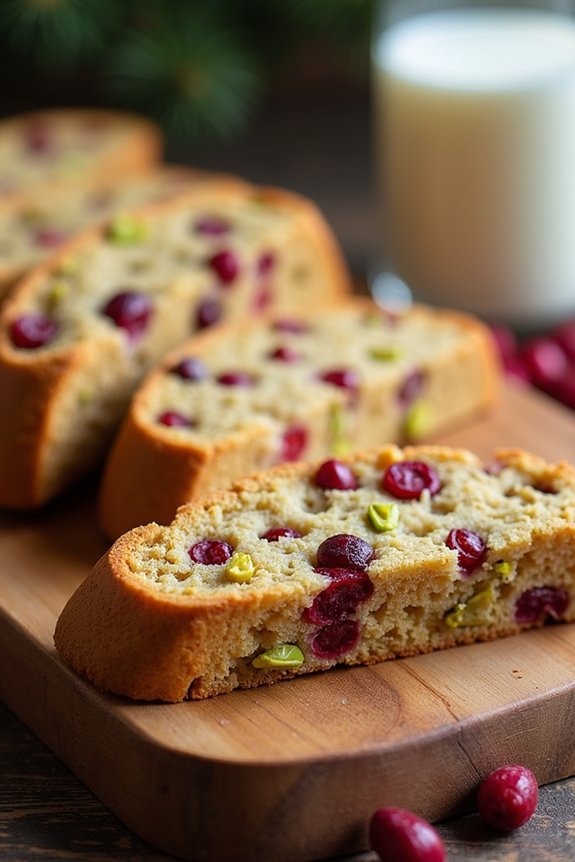 festive cranberry pistachio biscotti