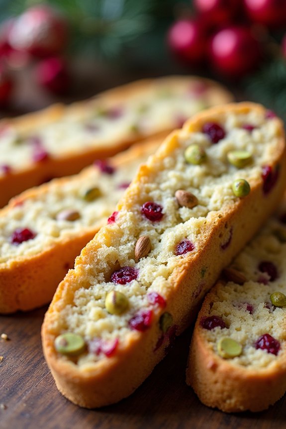festive cranberry pistachio biscotti