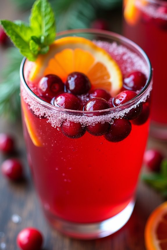 festive cranberry prosecco punch