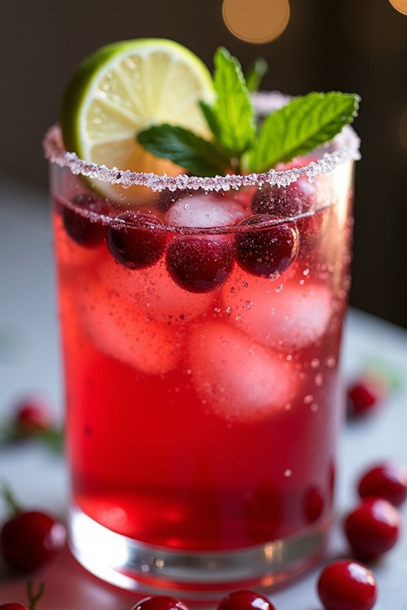 festive cranberry sparkling beverage
