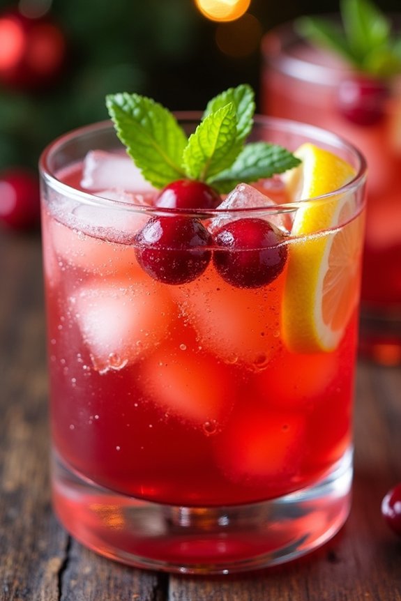 festive cranberry whiskey cocktail