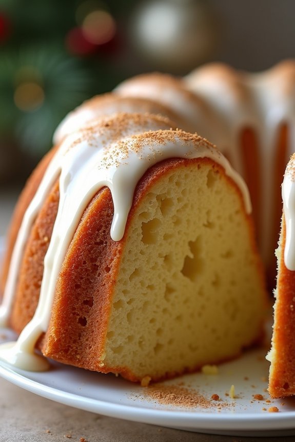 festive eggnog bundt cake
