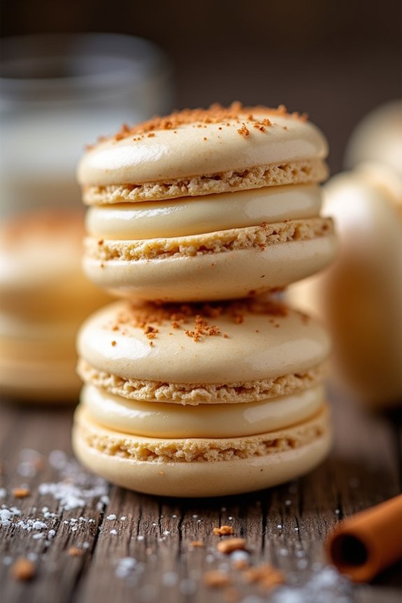 festive eggnog flavored macarons