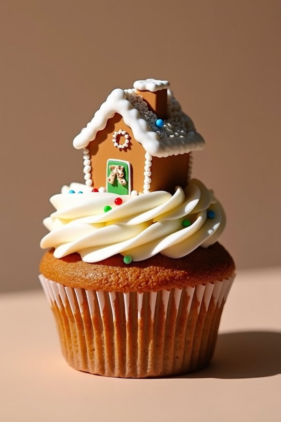 festive gingerbread house cupcakes