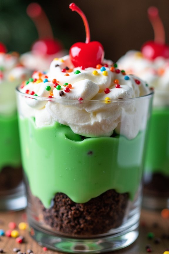 festive green pudding parfaits