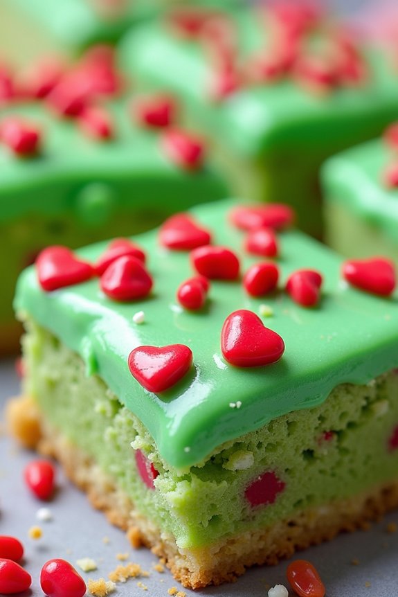 festive grinch cookie bars