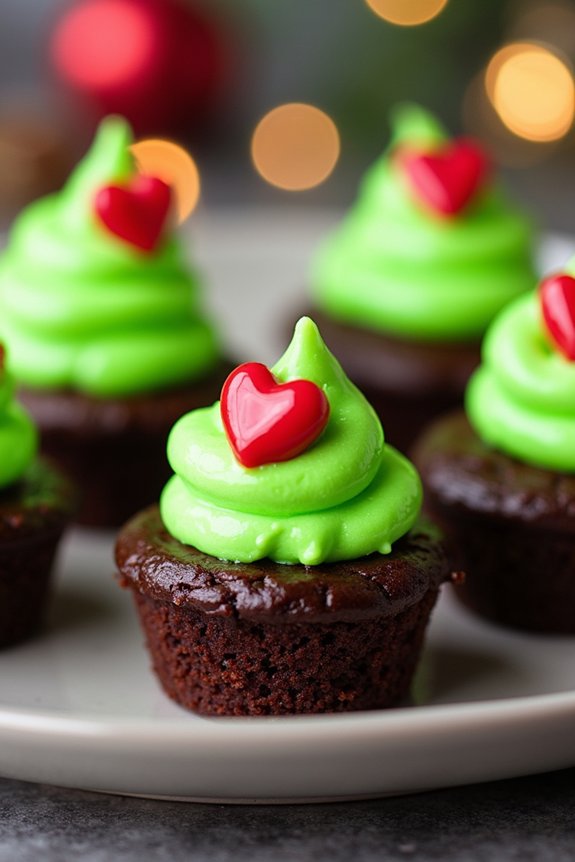festive grinch inspired brownie bites
