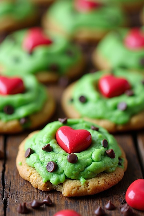 festive grinch monster cookies