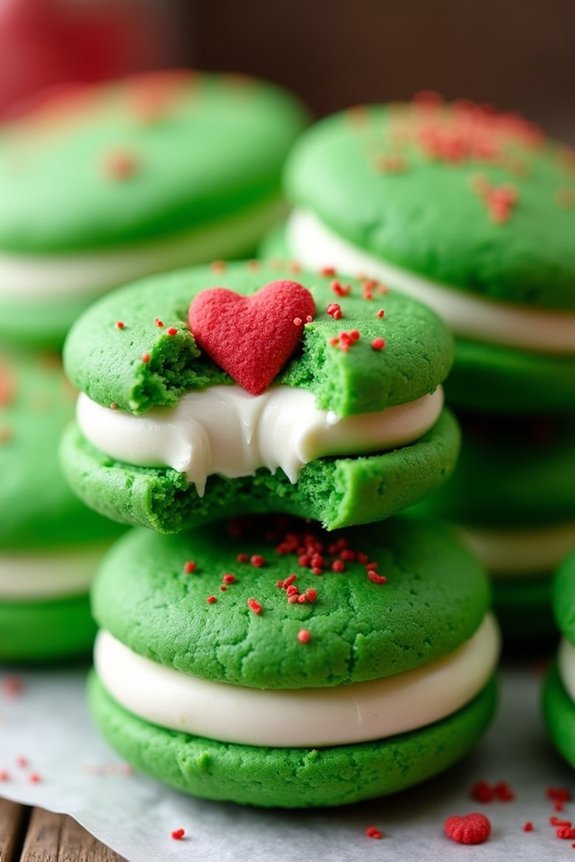 festive grinch whoopie pies