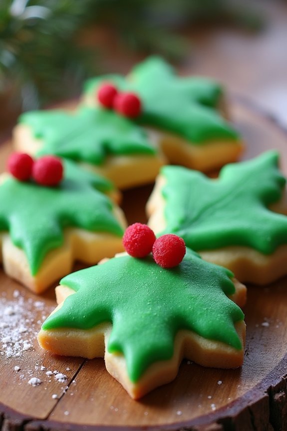 festive holiday leaf cookies