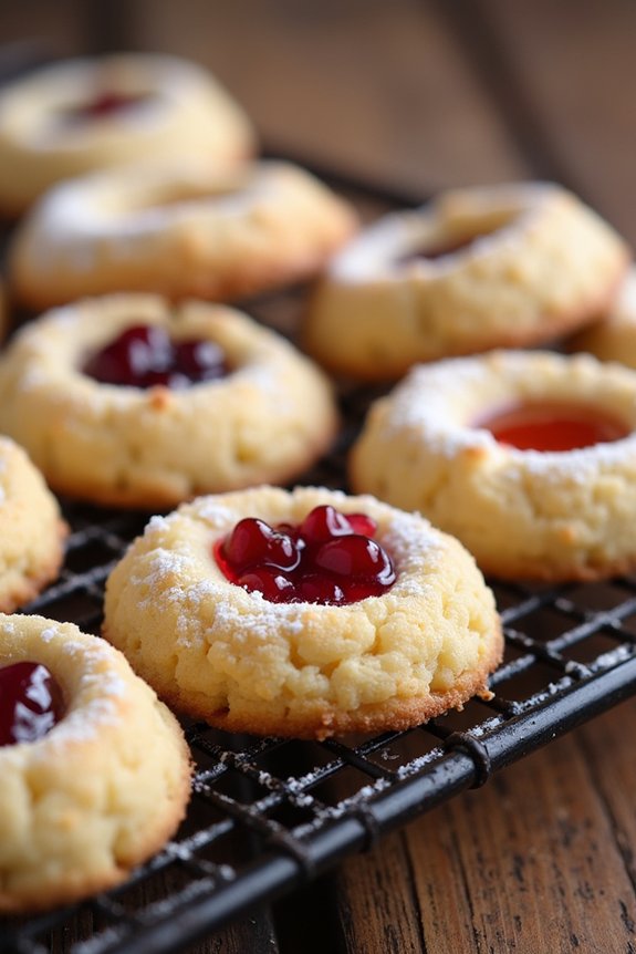 festive jam filled thumbprint cookies
