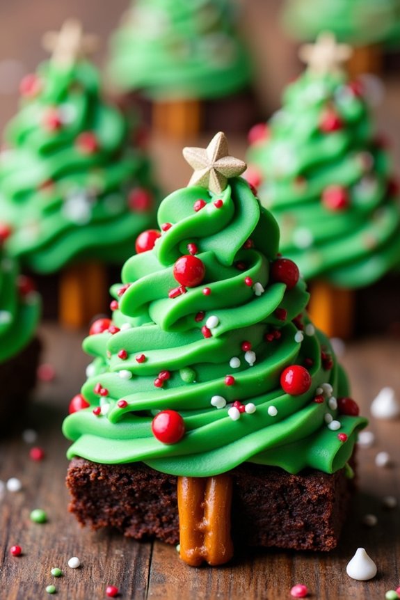 festive no bake brownie trees