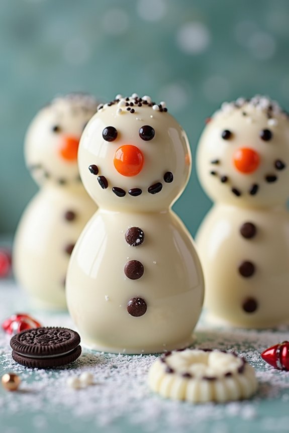 festive oreo snowman pops