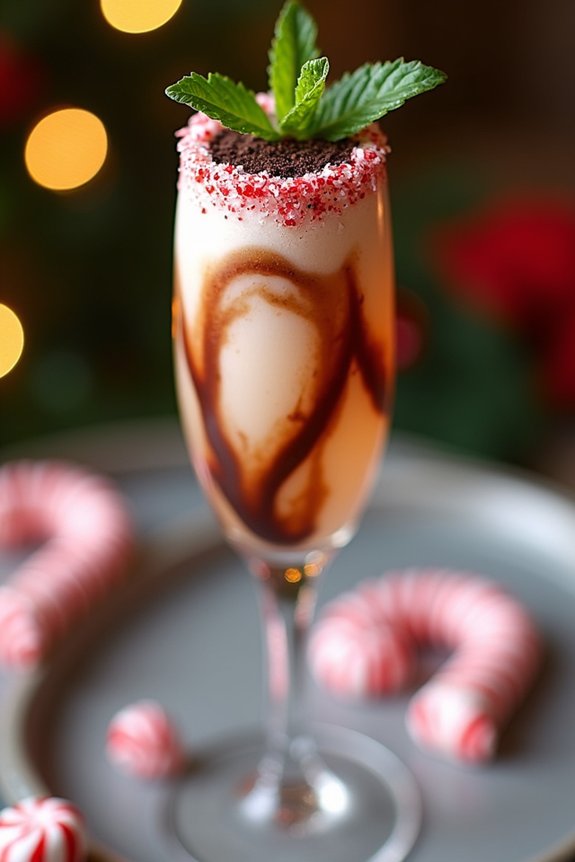 festive peppermint bark mimosa