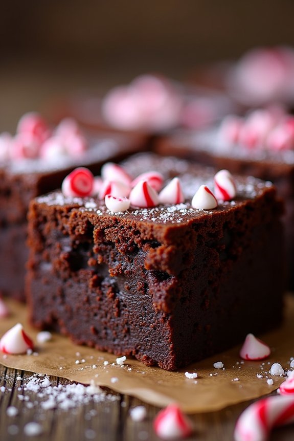 festive peppermint chocolate brownies