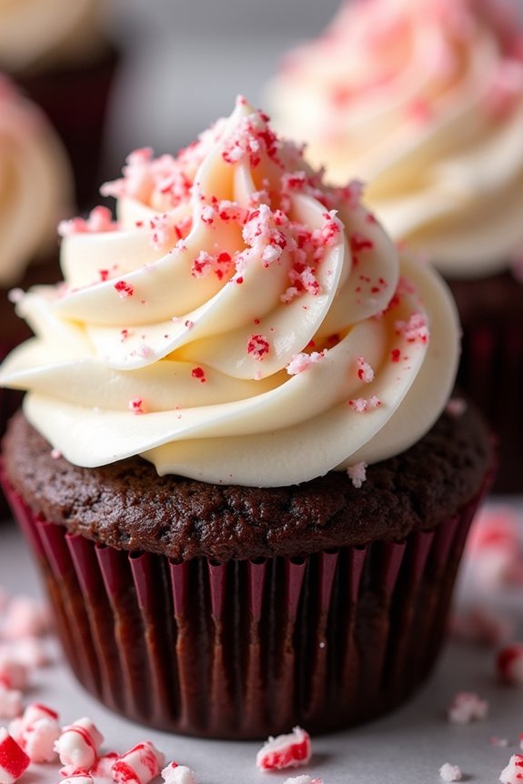 festive peppermint chocolate cupcakes