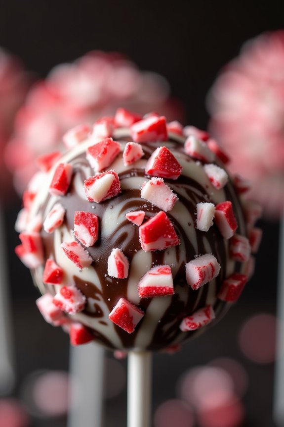festive peppermint chocolate pops