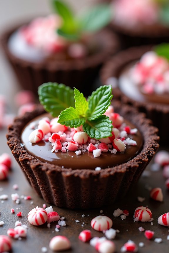 festive peppermint chocolate tarts