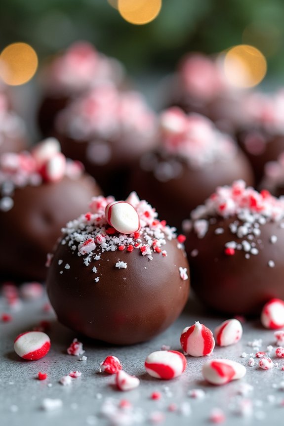 festive peppermint chocolate truffles